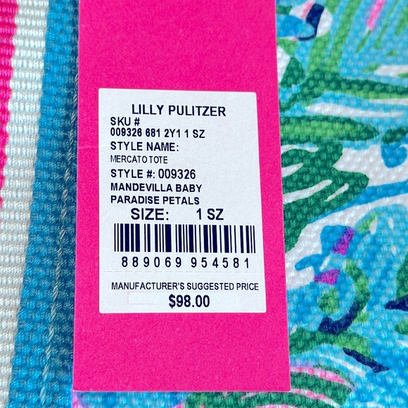 NWT Lilly Pulitzer large Mercato Tote in Mandevilla Baby Paradise Petals - Picture 6 of 9